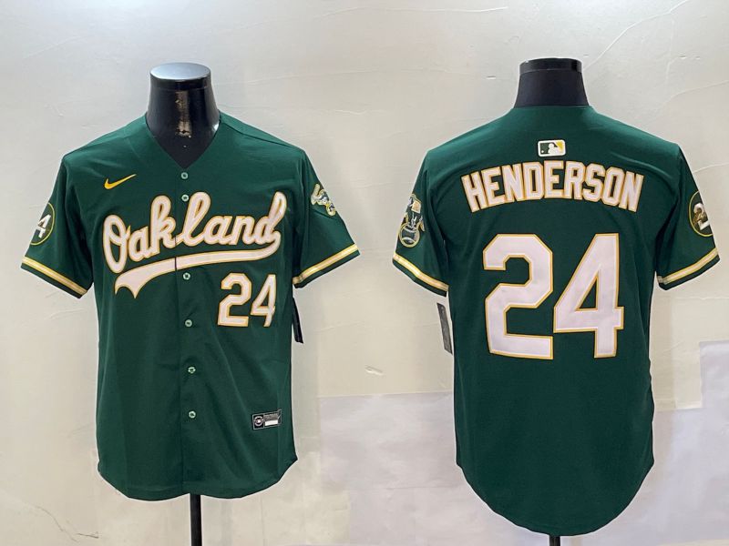 Men Oakland Athletics #24 Henderson Green Game Nike 2024 MLB Jersey style 1->oakland athletics->MLB Jersey